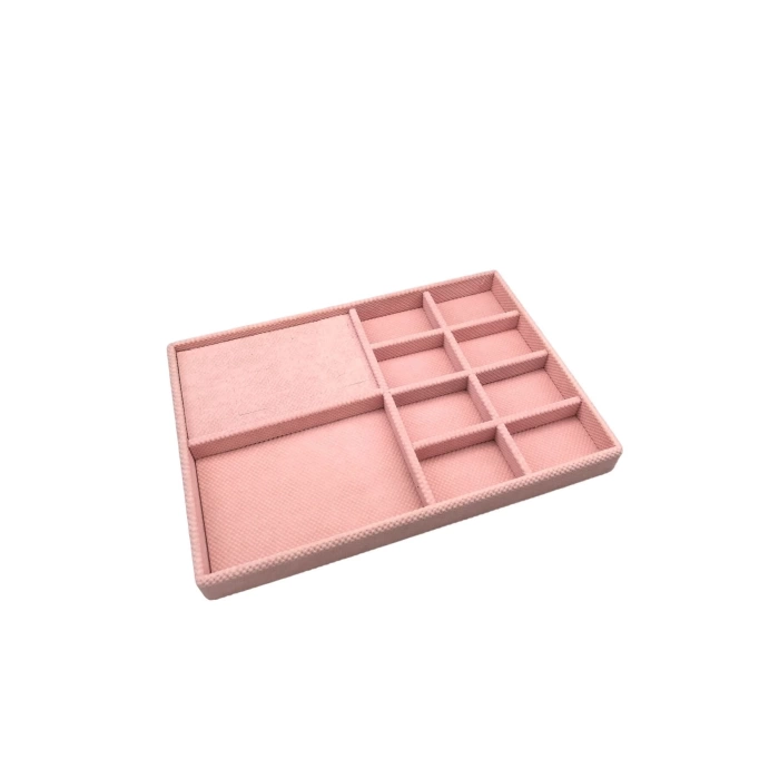Yerli Üretim Sidney Model Keten Kumaş Pembe 34/24 Cm Çekmece Ici Takı Standı