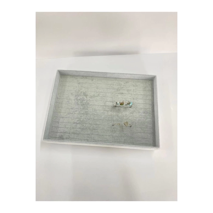 Yerli Üretim Süet Kumaş Gri Renk 34/24 Cm Batırmalı Çekmeçe Içi Bileklik Kelepçe Tablası