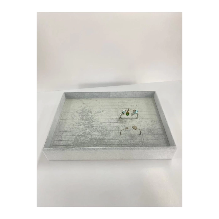 Yerli Üretim Süet Kumaş Gri Renk 34/24 Cm Batırmalı Çekmeçe Içi Bileklik Kelepçe Tablası