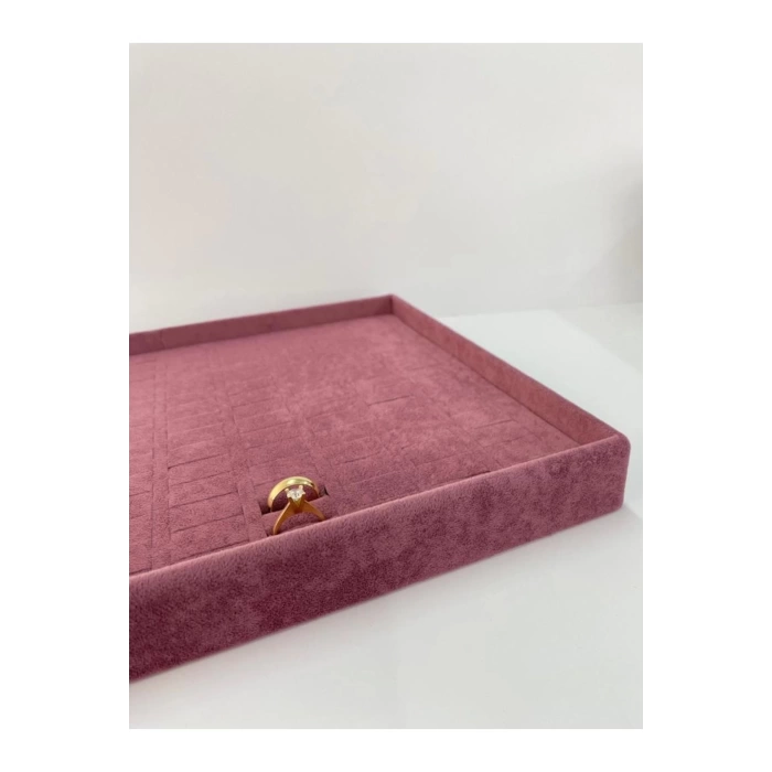 Yerli Üretim Süet Kumaş Bordo Renk 34/24cm Batırmalı Çekmece Içi Yüzük Tablası