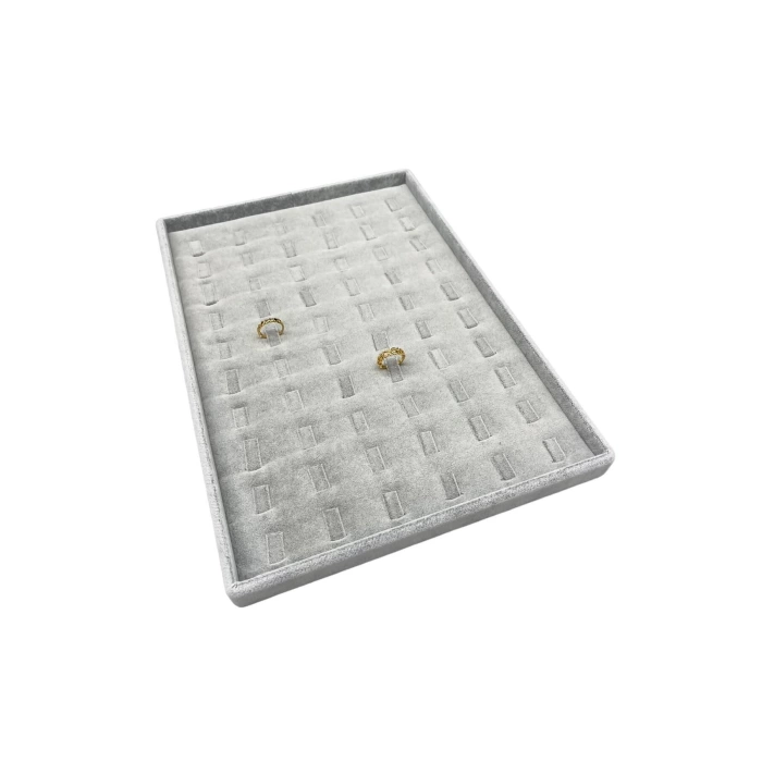 Yerli Üretim Süet Kumaş Gri 34/24 Cm Dikine Tırnaklı Çekmece Ici Yüzük Tablası