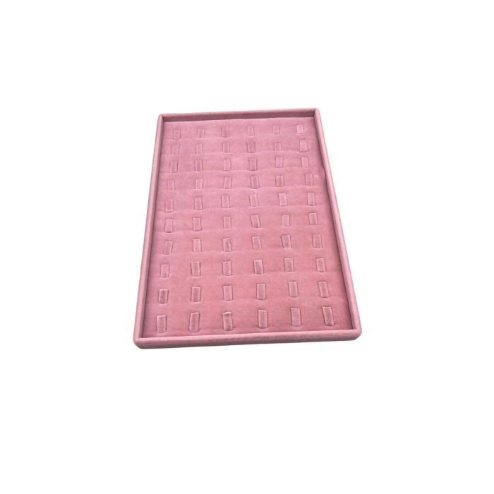 Yerli Üretim Süet Kumaş Pembe 34/24 Cm Dikine Tırnaklı Çekmece Içi Yüzük Tablası