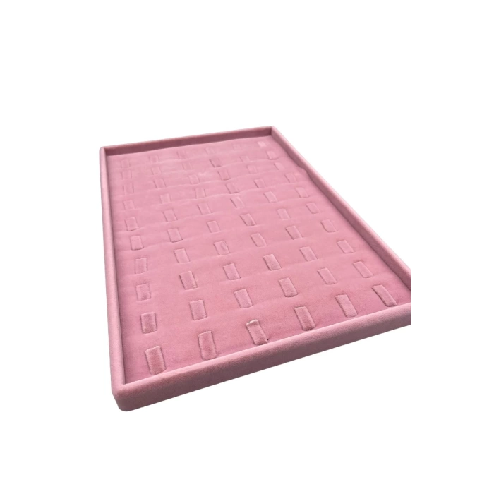 Yerli Üretim Süet Kumaş Pembe 34/24 Cm Dikine Tırnaklı Çekmece Içi Yüzük Tablası