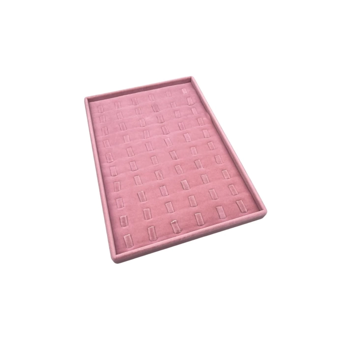 Yerli Üretim Süet Kumaş Pembe 34/24 Cm Dikine Tırnaklı Çekmece Içi Yüzük Tablası