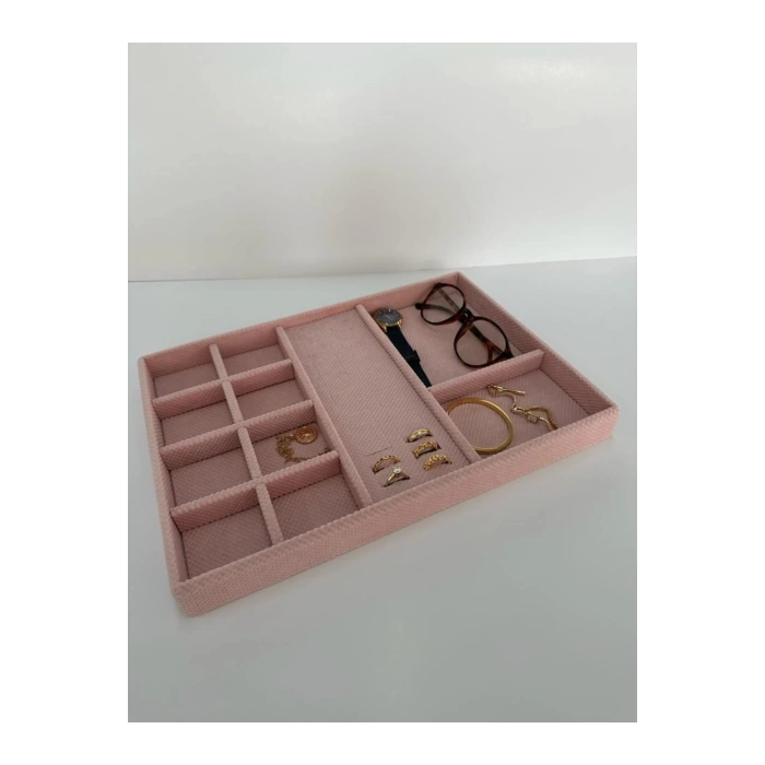 Ankara Model Keten Kumaş Pembe Renk Mix Çekmece Ici Stand