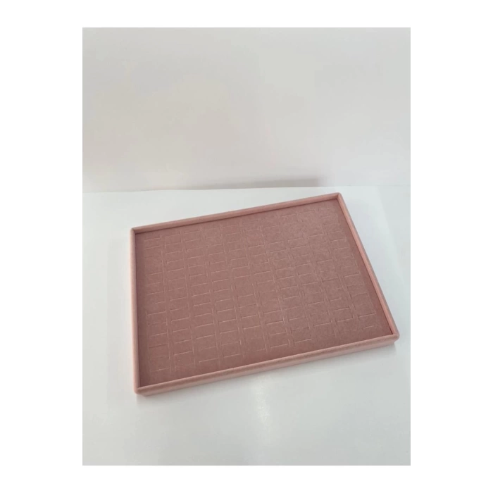 Yerli Üretim Süet Kumaş Pembe Renk Batırmalı Çekmece Içi Yüzük Tablası