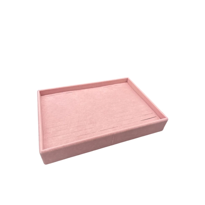 Yerli Üretim Süet Kumaş Pembe Renk 34/24 Cm Batırmalı Çekmeçe Içi Bileklik Kelepçe Tablası