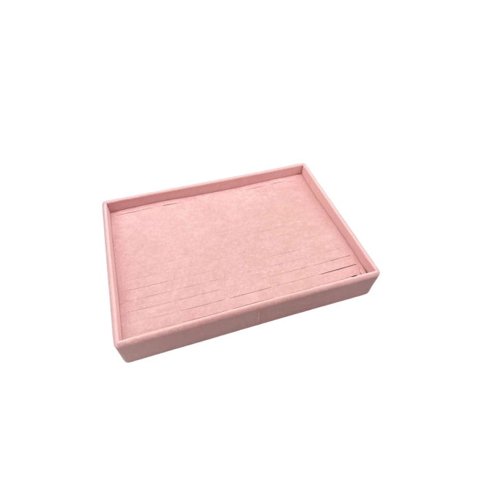 Yerli Üretim Süet Kumaş Pembe Renk 34/24 Cm Batırmalı Çekmeçe Içi Bileklik Kelepçe Tablası