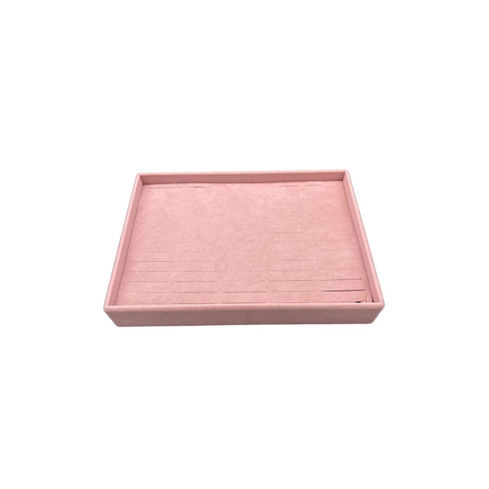 Yerli Üretim Süet Kumaş Pembe Renk 34/24 Cm Batırmalı Çekmeçe Içi Bileklik Kelepçe Tablası