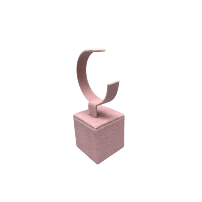 Yerli Üretim Süet Kumaş Pembe Renk 13 Cm Kelepçe Saat Sergileme Standı