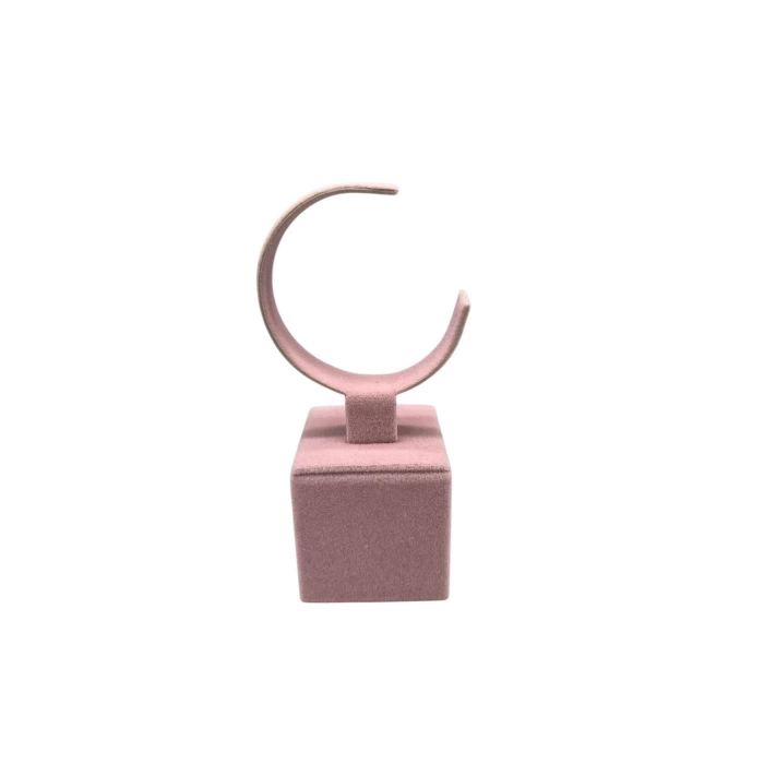 Yerli Üretim Süet Kumaş Pembe Renk 13 Cm Kelepçe Saat Sergileme Standı