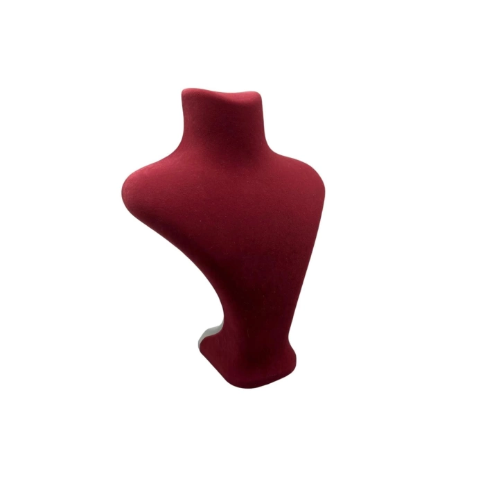 Yerli Üretim Londra Model Süet Kumaş 22/18 Cm Kırmızı Renk Kolye Sergileme Mankeni