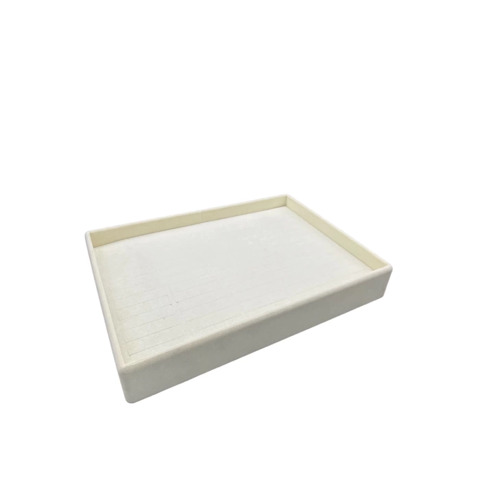 Yerli Üretim Süet Kumaş Krem Renk 34/24 Cm Batırmalı Çekmeçe Içi Bileklik Kelepçe Tablası