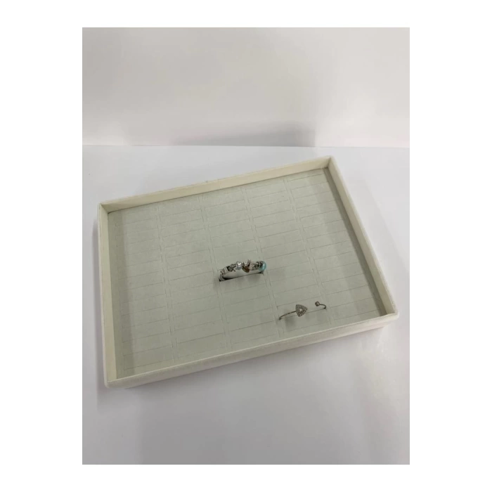 Yerli Üretim Süet Kumaş Krem Renk 34/24 Cm Batırmalı Çekmeçe Içi Bileklik Kelepçe Tablası