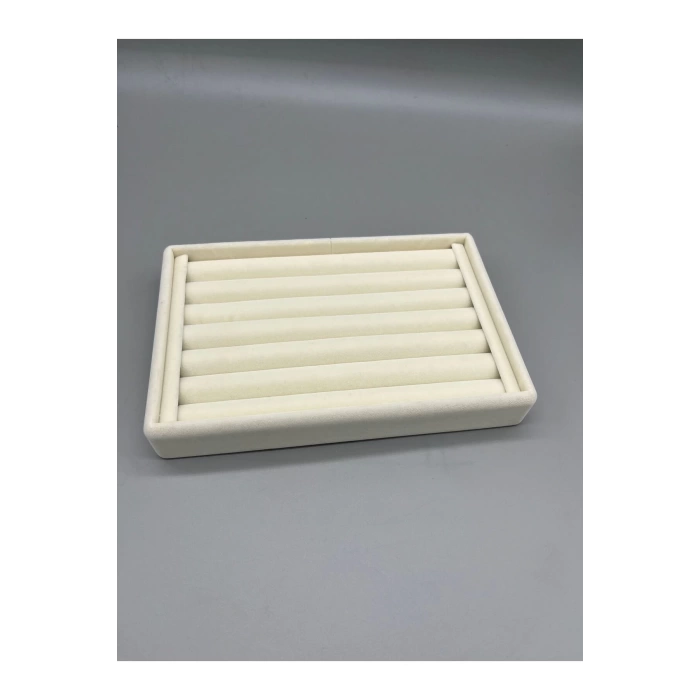 Yerli Üretim Küçük Boy Süet Kumaş Krem Renk 22,5/14,5 Cm Rulo Çekmece Içi Yüzük Standı