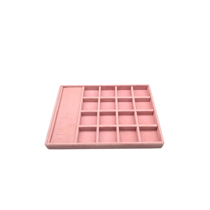 Yerli Üretim Amsterdam Model Süet Kumaş Pembe Renk 34/24 Cm Çekmece Ici Takı Standı