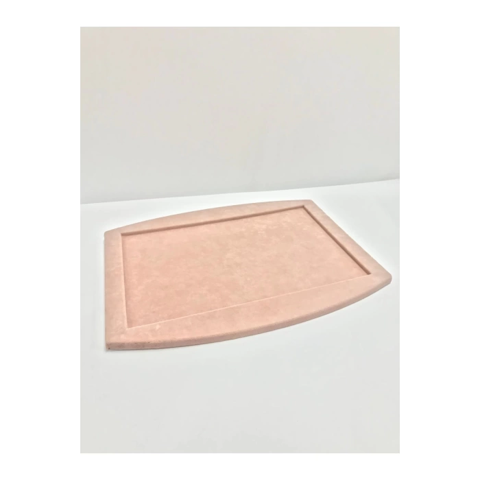 Yerli Üretim Süet Kumaş Pembe Renk Kolye Ucu Küpe Yüzük Takı Servis Sunum Tablası
