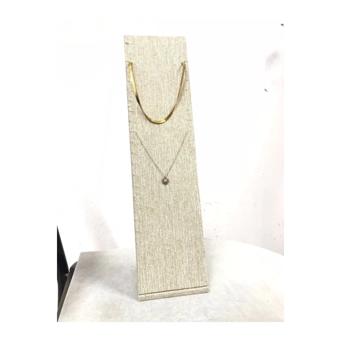 Yerli Üretim Moscow Model Keten Kumaş Hasır Renk 40/10 Cm Ayaklı Takı Sergileme Standı
