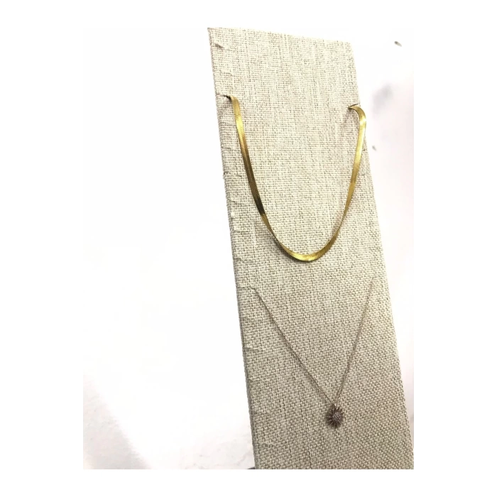Yerli Üretim Moscow Model Keten Kumaş Hasır Renk 40/10 Cm Ayaklı Takı Sergileme Standı