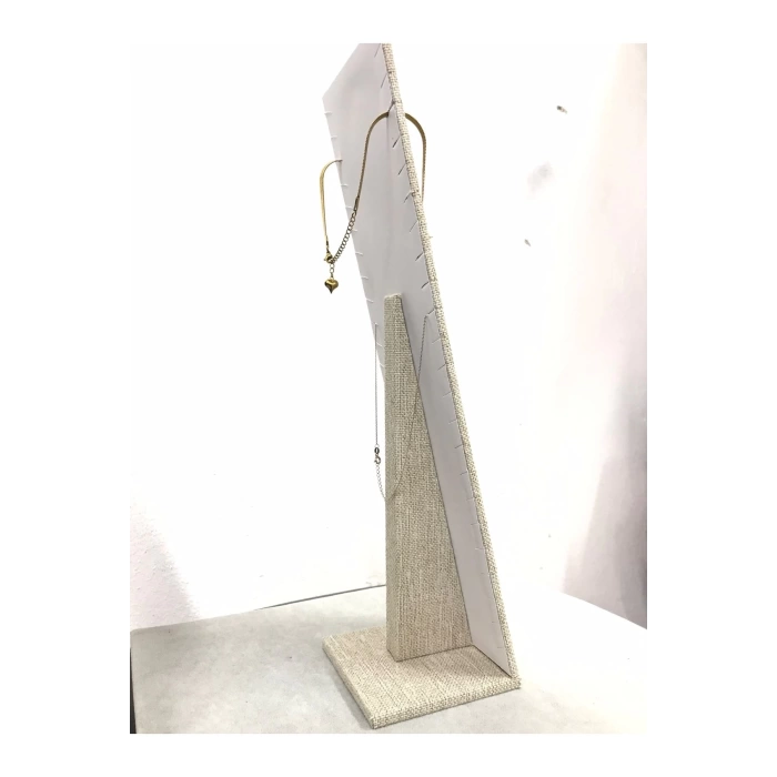 Yerli Üretim Moscow Model Keten Kumaş Hasır Renk 40/10 Cm Ayaklı Takı Sergileme Standı