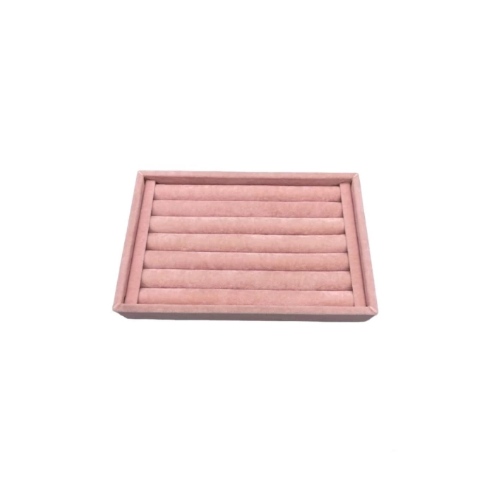 Yerli Üretim Küçük Boy Süet Kumaş Pembe Renk 22,5/14,5 Cm Rulo Çekmece Içi Yüzük Standı