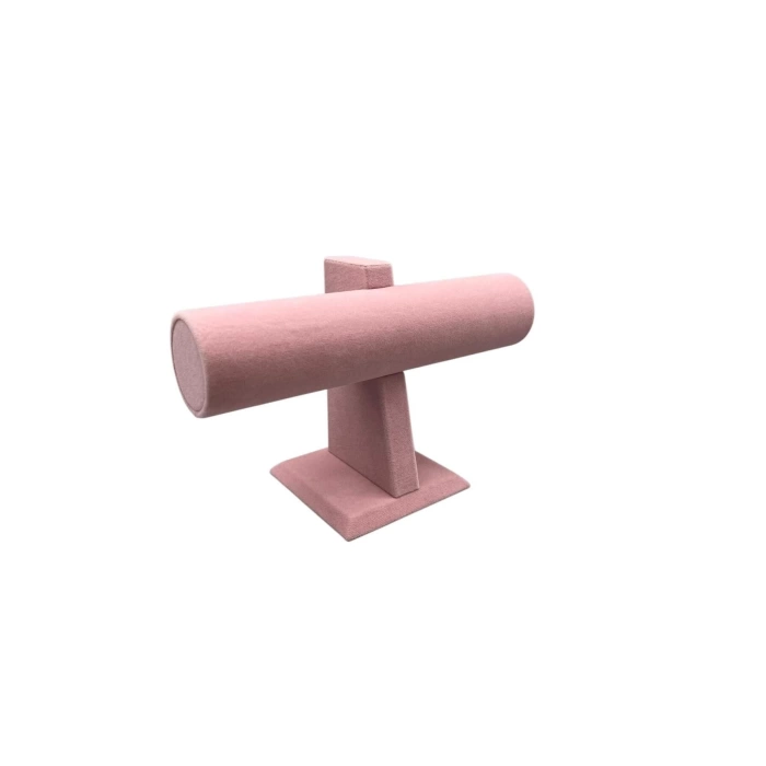 Yerli Üretim Süet Kumaş Pembe Renk Saat - Bileklik Sergileme Standı