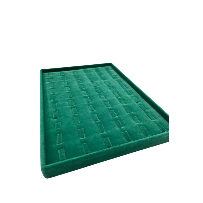 Yerli Üretim Süet Kumaş Yeşil 34/24 Cm Dikine Tırnaklı Çekmece Içi Yüzük Tablası