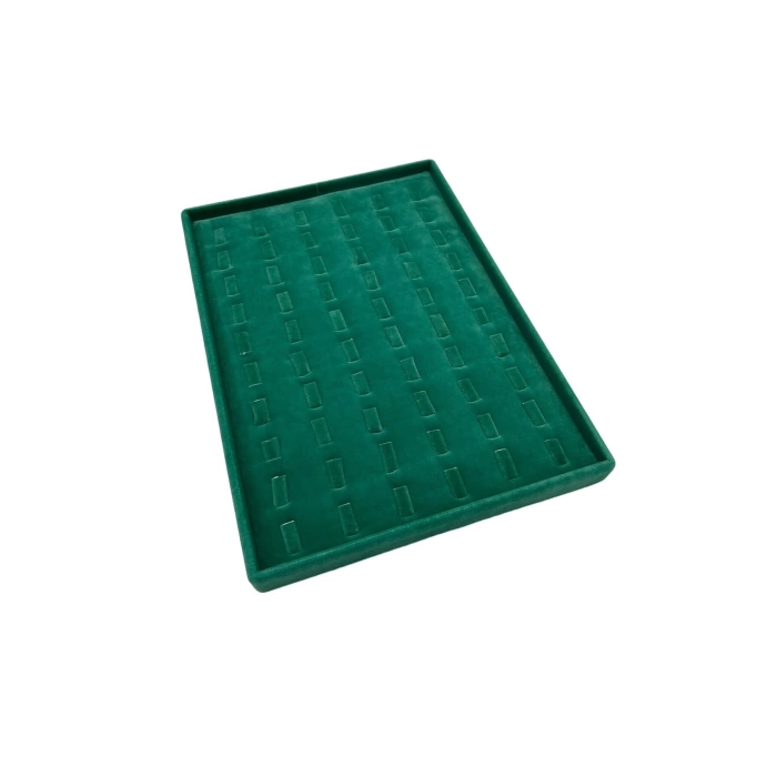 Yerli Üretim Süet Kumaş Yeşil 34/24 Cm Dikine Tırnaklı Çekmece Içi Yüzük Tablası