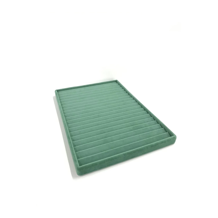 Yerli Üretim Madrid Model Süet Kumaş Yeşil Renk 34/24 Cm Kademeli Çekmece Ici Bileklik-kolye Standı
