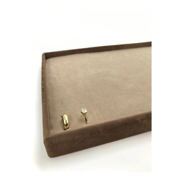 Yerli Üretim Süet Kumaş Kahve 34/24 Cm Batırmalı Çekmece Ici Yüzük Tablası