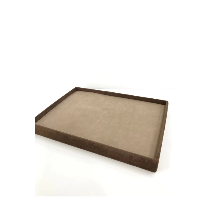 Yerli Üretim Süet Kumaş Kahve 34/24 Cm Batırmalı Çekmece Ici Yüzük Tablası