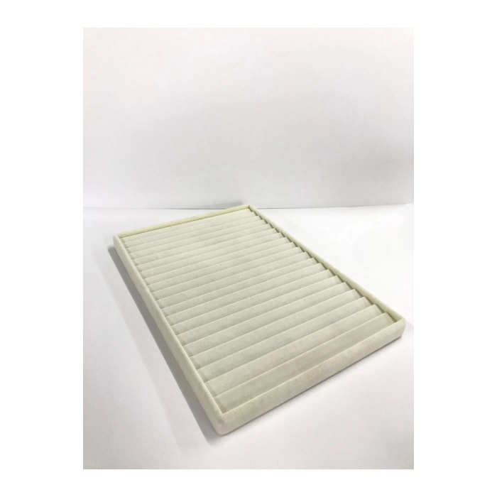 Yerli Üretim Madrid Model Süet Kumaş Krem Renk 34/24 Cm Kademeli Çekmece Ici Bileklik-kolye Standı