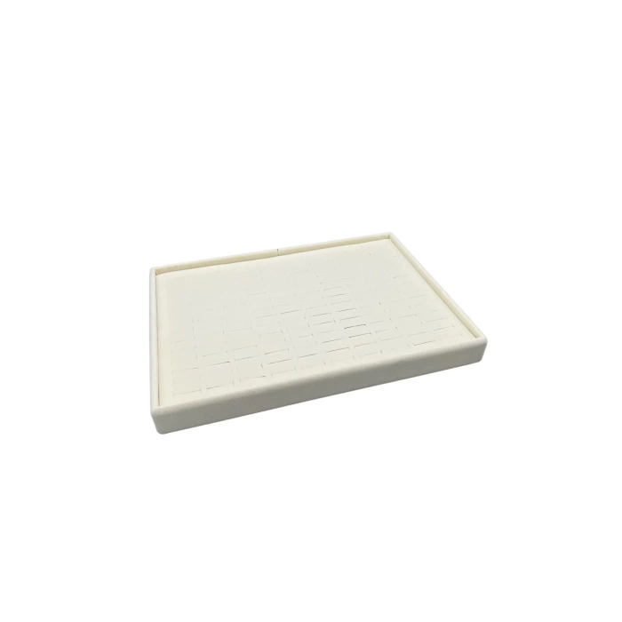Yerli Üretim Süet Kumaş Krem Renk Batırmalı 34-24 Cm Çekmece Içi Yüzük Tabla Stand