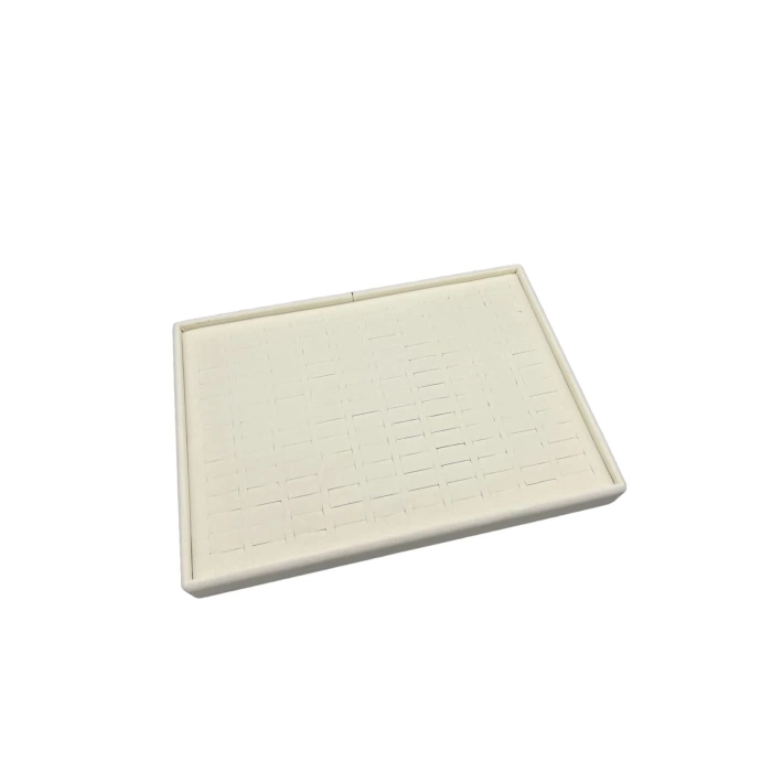 Yerli Üretim Süet Kumaş Krem Renk Batırmalı 34-24 Cm Çekmece Içi Yüzük Tabla Stand