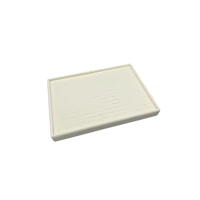 Yerli Üretim Süet Kumaş Krem Renk Batırmalı 34-24 Cm Çekmece Içi Yüzük Tabla Stand