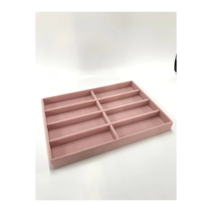 Yerli Üretim New York Model Süet Kumaş Pembe Renk Bölmeli Çekmece Içi Gözlük Standı