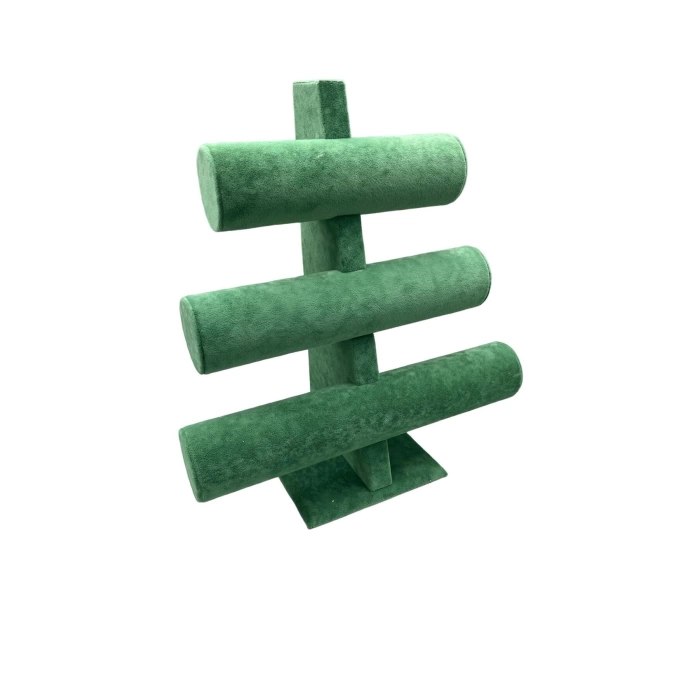 Yerli Üretim Süet Kumaş Yeşil Renk Üçlü 30/26cm Kademeli Bileklik-saat Sergileme Standı