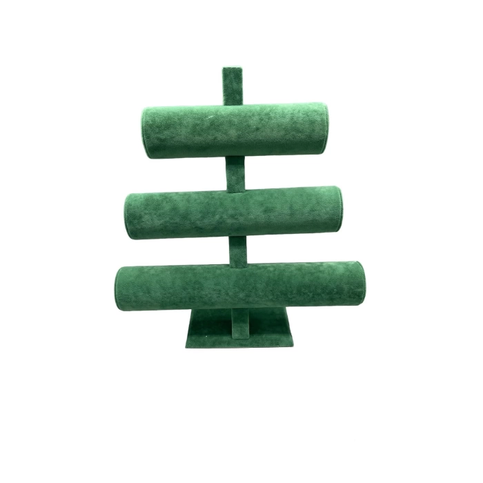 Yerli Üretim Süet Kumaş Yeşil Renk Üçlü 30/26cm Kademeli Bileklik-saat Sergileme Standı