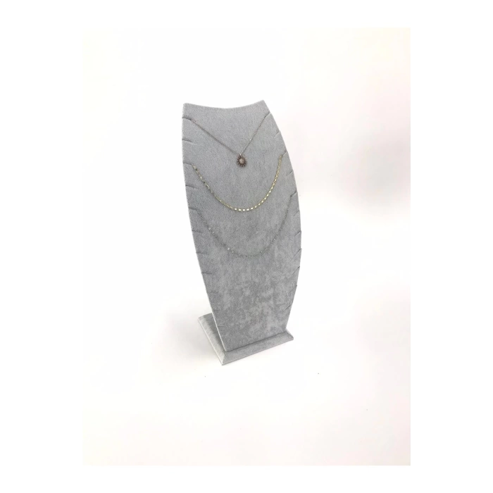 Yerli Üretim Dubai Model Süet Kumaş Gri Renk 25/12 Cm Kolye -zincir Ayaklı Stand