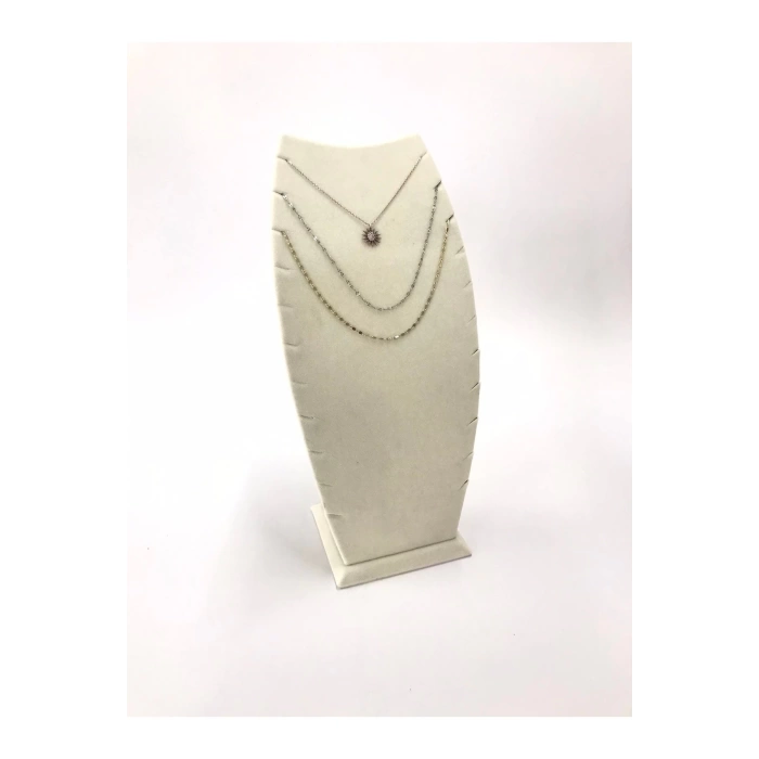 Yerli Üretim Dubai Model Süet Kumaş Krem Renk 25/12 Cm Kolye -zincir Ayaklı Stand