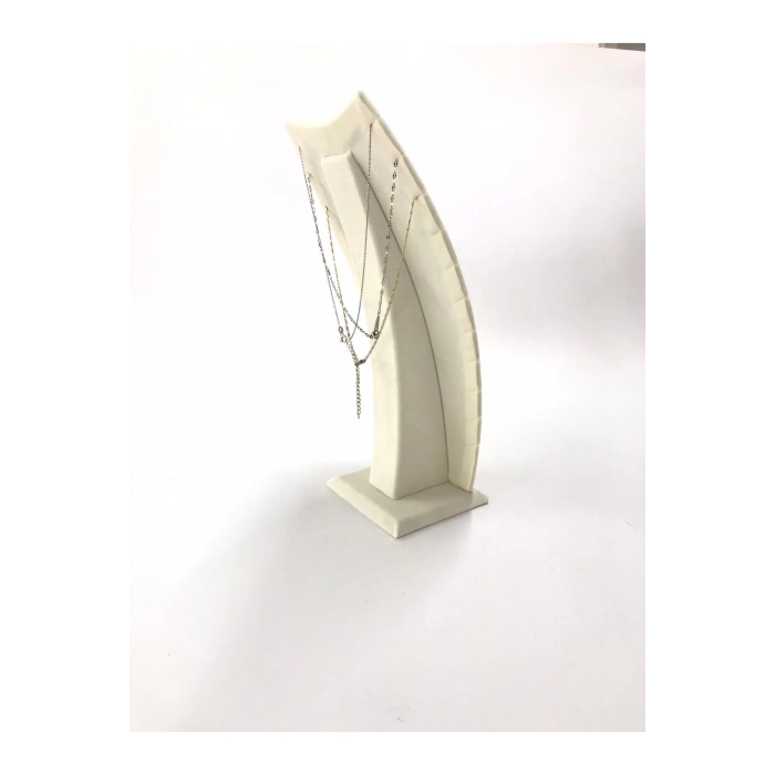 Yerli Üretim Dubai Model Süet Kumaş Krem Renk 25/12 Cm Kolye -zincir Ayaklı Stand