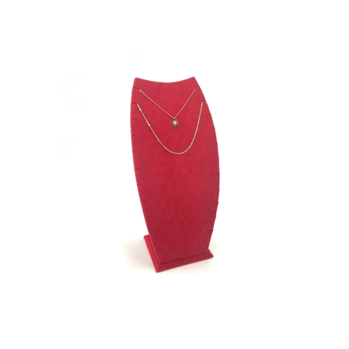 Yerli Üretim Dubai Model Süet Kumaş Kırmızı Renk 25/12 Cm Kolye -zincir Ayaklı Stand