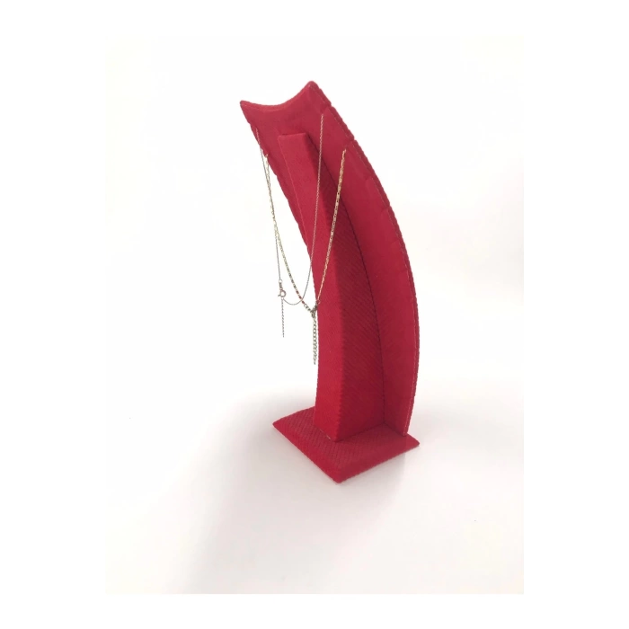 Yerli Üretim Dubai Model Süet Kumaş Kırmızı Renk 25/12 Cm Kolye -zincir Ayaklı Stand