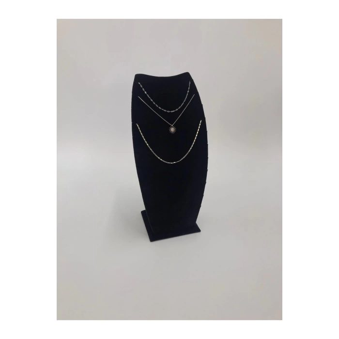 Yerli Üretim Dubai Model Süet Kumaş Siyah Renk 25/12 Cm Kolye -zincir Ayaklı Stand