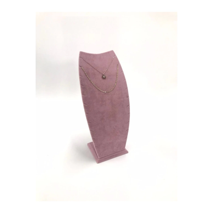 Yerli Üretim Dubai Model Süet Kumaş Pembe Renk 25/12 Cm Kolye -zincir Ayaklı Stand