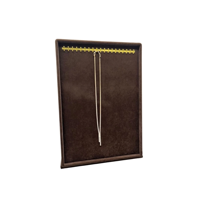 Yerli Üretim Süet Kumaş Tırnaklı Kahve Renk 34/24 Cm Ayaklı Tesbih-kolye Takı Standi