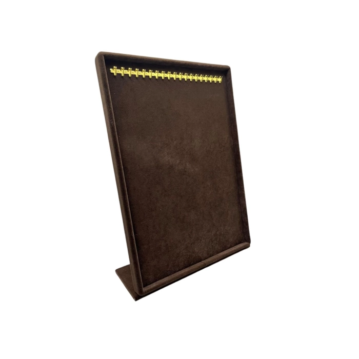 Yerli Üretim Süet Kumaş Tırnaklı Kahve Renk 34/24 Cm Ayaklı Tesbih-kolye Takı Standi