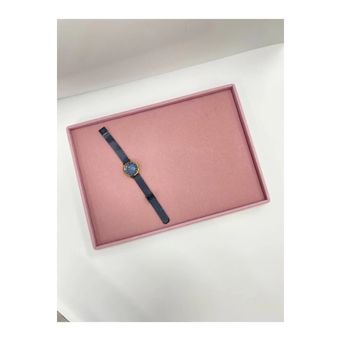 Yerli Üretim Süet Kumaş Pembe Renk 34/24 Cm Takı Servis Sunum Tablası