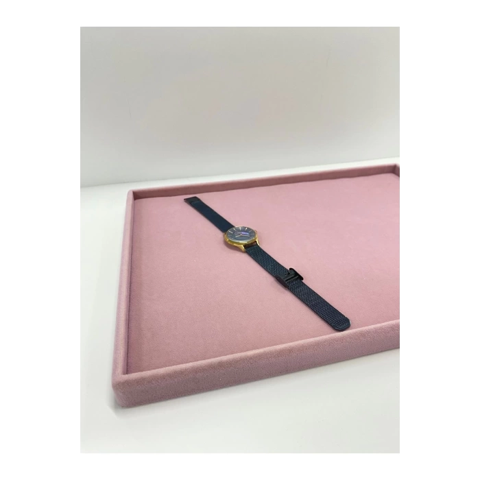 Yerli Üretim Süet Kumaş Pembe Renk 34/24 Cm Takı Servis Sunum Tablası