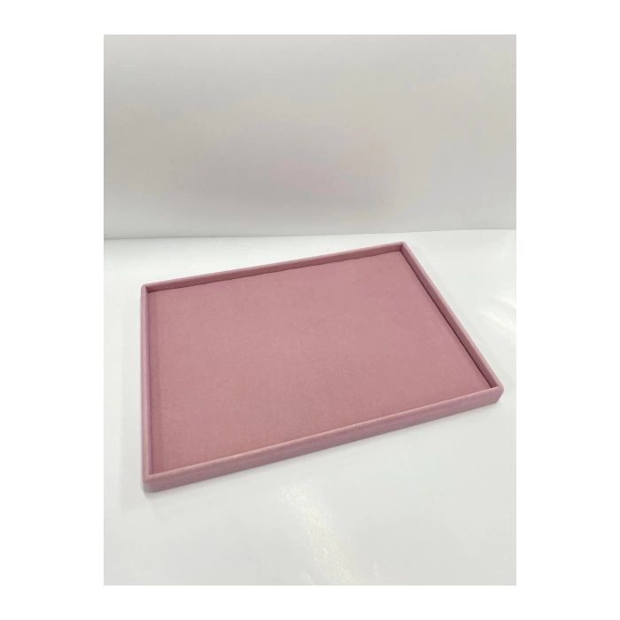 Yerli Üretim Süet Kumaş Pembe Renk 34/24 Cm Takı Servis Sunum Tablası